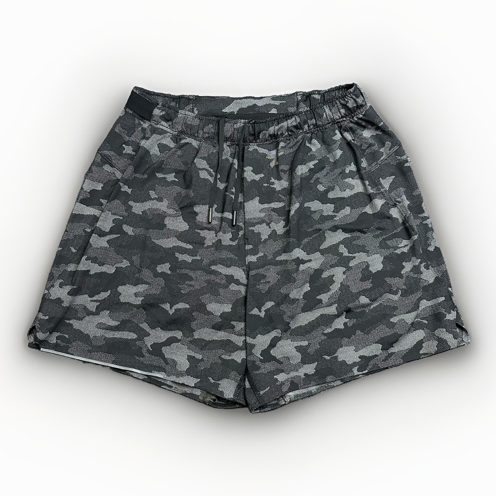 Lululemon Surge Short Light 7" Inseam Variegated Mesh Camo Black Mens L Gym Run